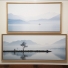 Photographies du lac d'Annecy d'Anthony Chenot (Plénitude sur le lac) et de William Pestrimaux (Vue sur le lac d'Annecy), les deux en finition Caisse Américaine chêne